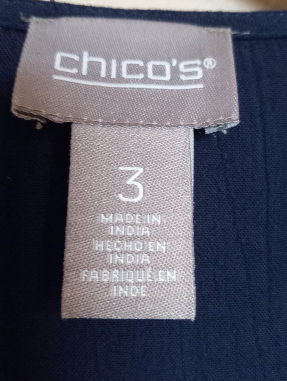 Chico's Floral Embroidered Boho Crinkle Midnight Blue Open Front Cardigan - Picture 3 of 4